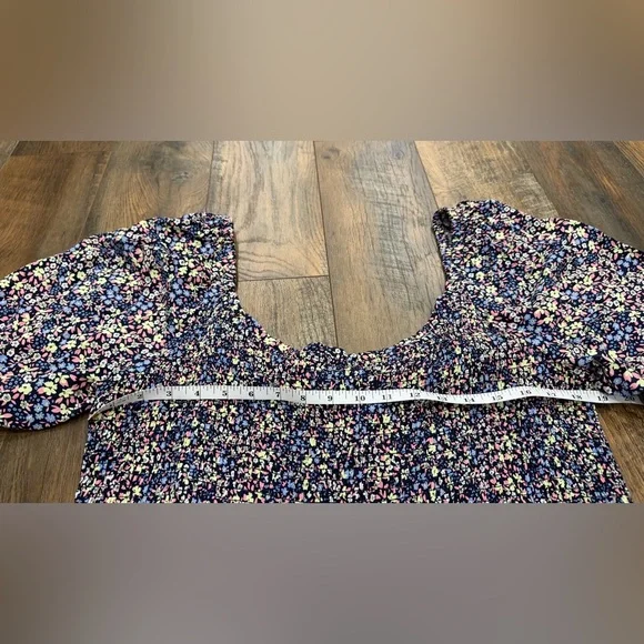 Gap Women’s Floral Midi Dress, Size XXL, Blue Multicolor, Smocked Top, NEW - Picture 5 of 8